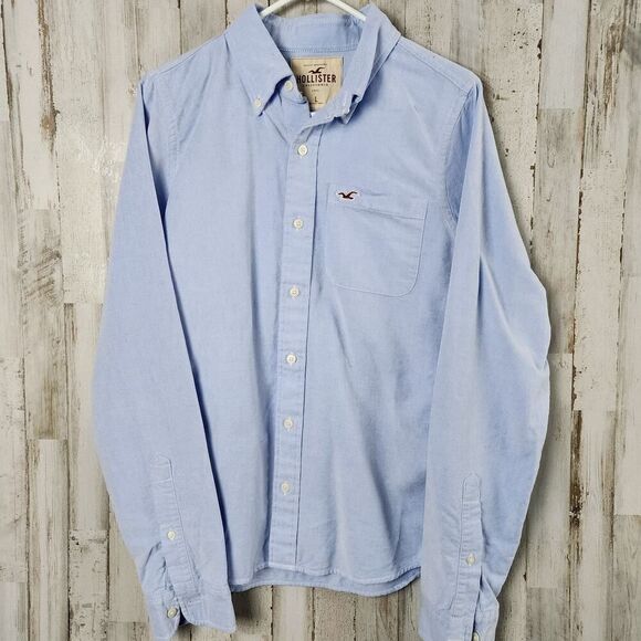 Hollister Button Down Shirt Blue Size Large - Picture 1 of 9